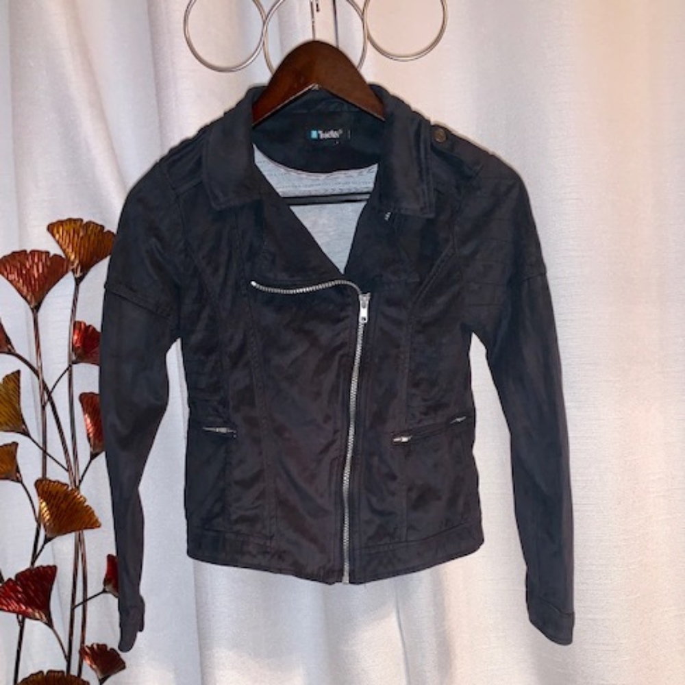Tractr Brand Faux Suede Girls Jacket Size 12 Black